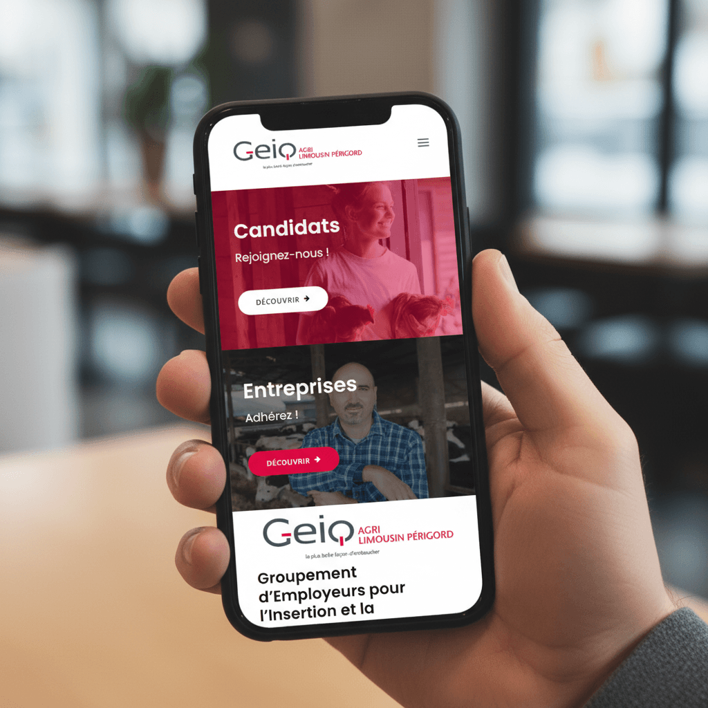 version mobile du site institutionnel geiq agri limousin périgord pour l'emploi agricole