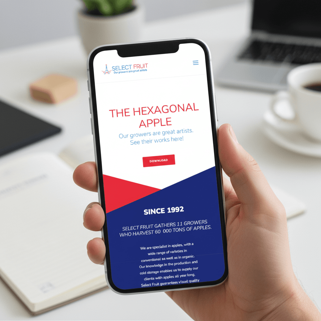 aperçu mobile du site vitrine select fruit pour l'exportation de pommes à l'international