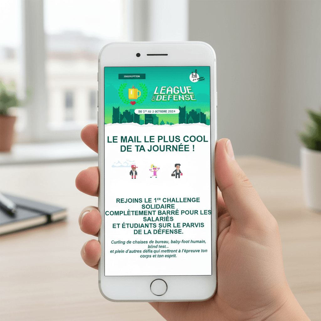 maquette mobile d'une newsletter pour l'établissement public paris la défense