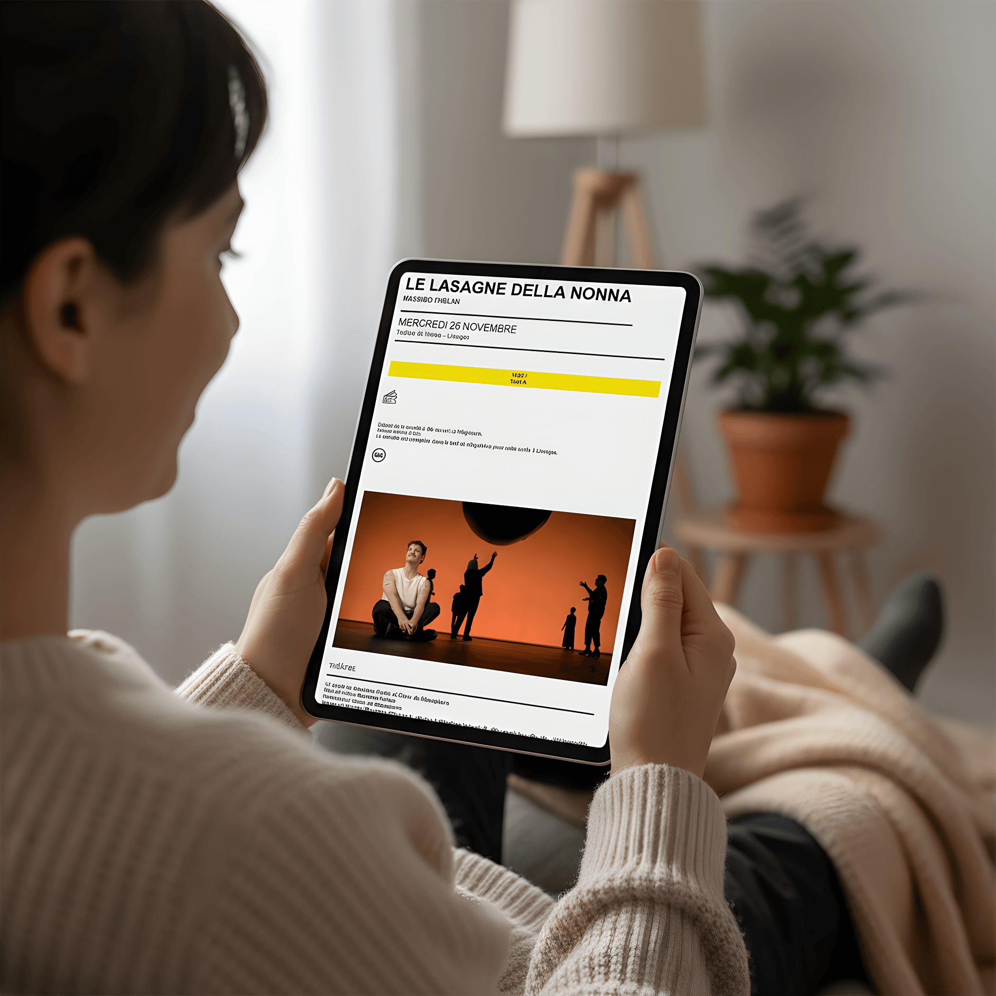 Vue tablette du site du Théâtre de la Mégisserie, illustrant la clarté du calendrier des événements et l'ergonomie conviviale.